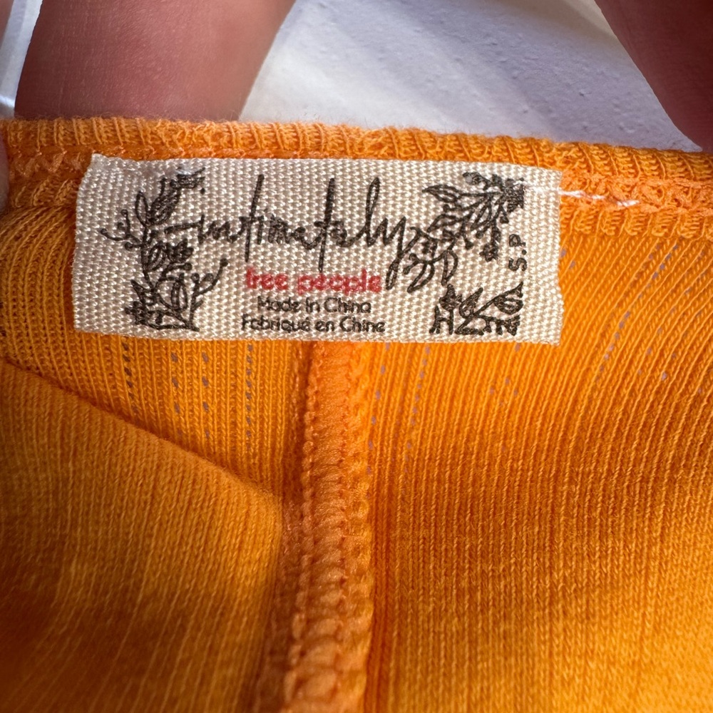 Free People Intimately Womens Orange Ruffled Bottom Ribbed Tank Size Small - Picture 4 of 6